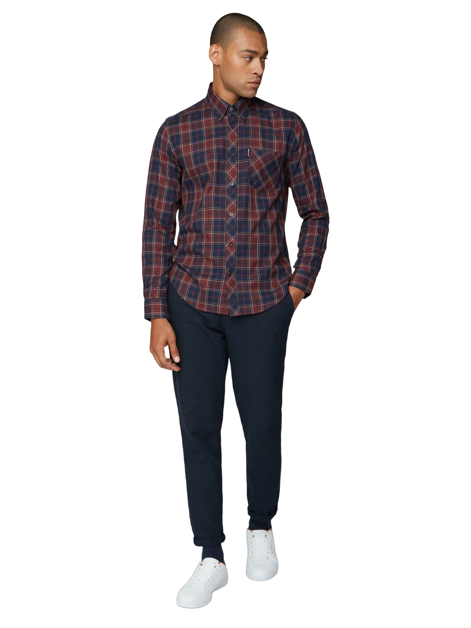 Long-Sleeve Grindle Tartan Shirt - Rust sold by Ben Sherman product image thumbnail 4