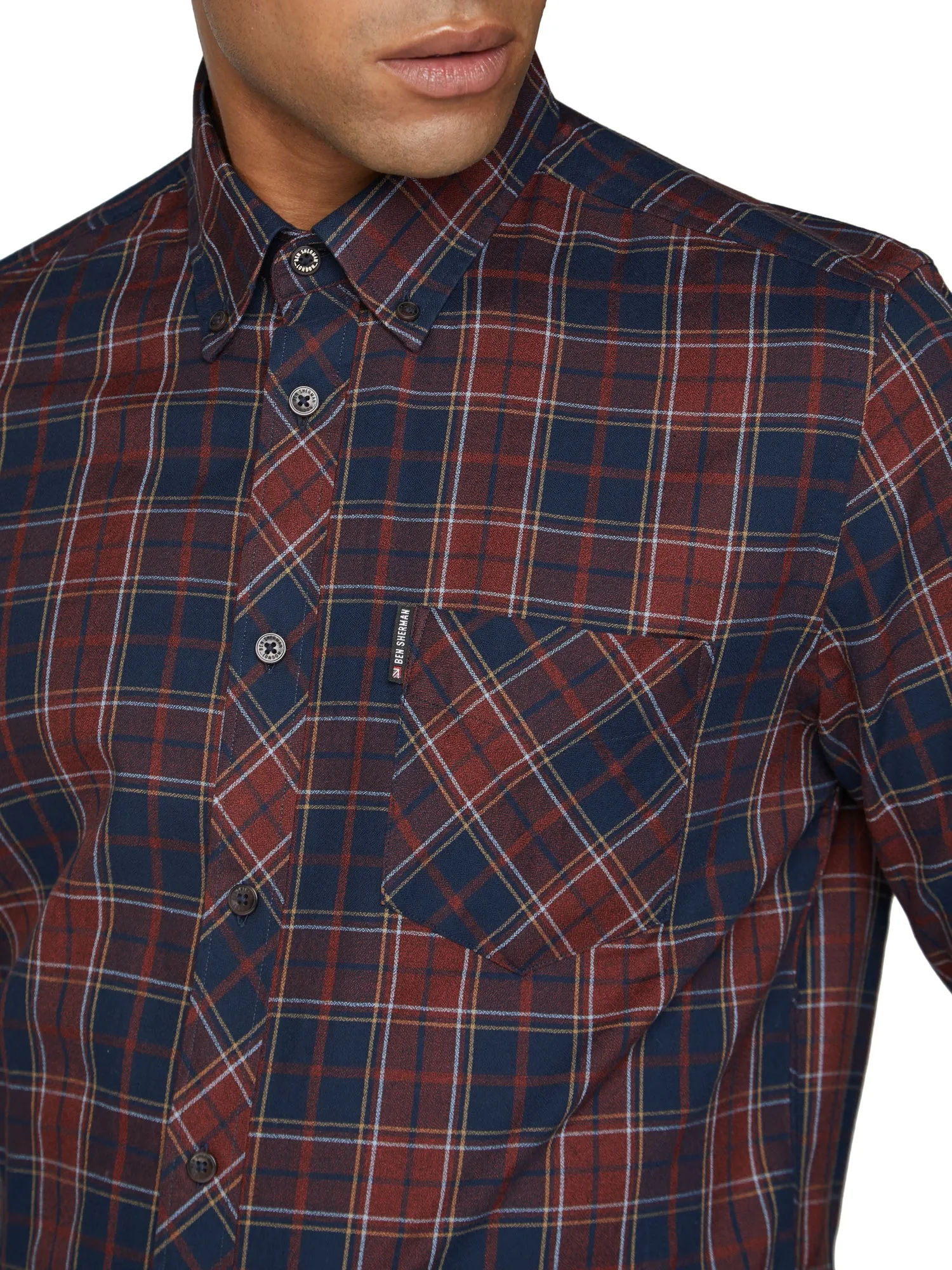 Long-Sleeve Grindle Tartan Shirt - Rust sold by Ben Sherman product image thumbnail 3