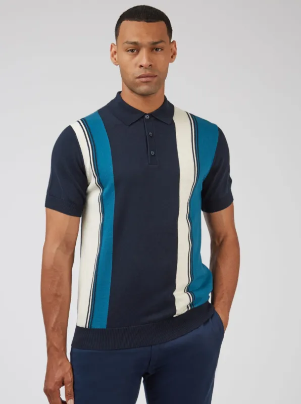 Signature Mod Knit Colorblock Polo - Navy sold by Ben Sherman