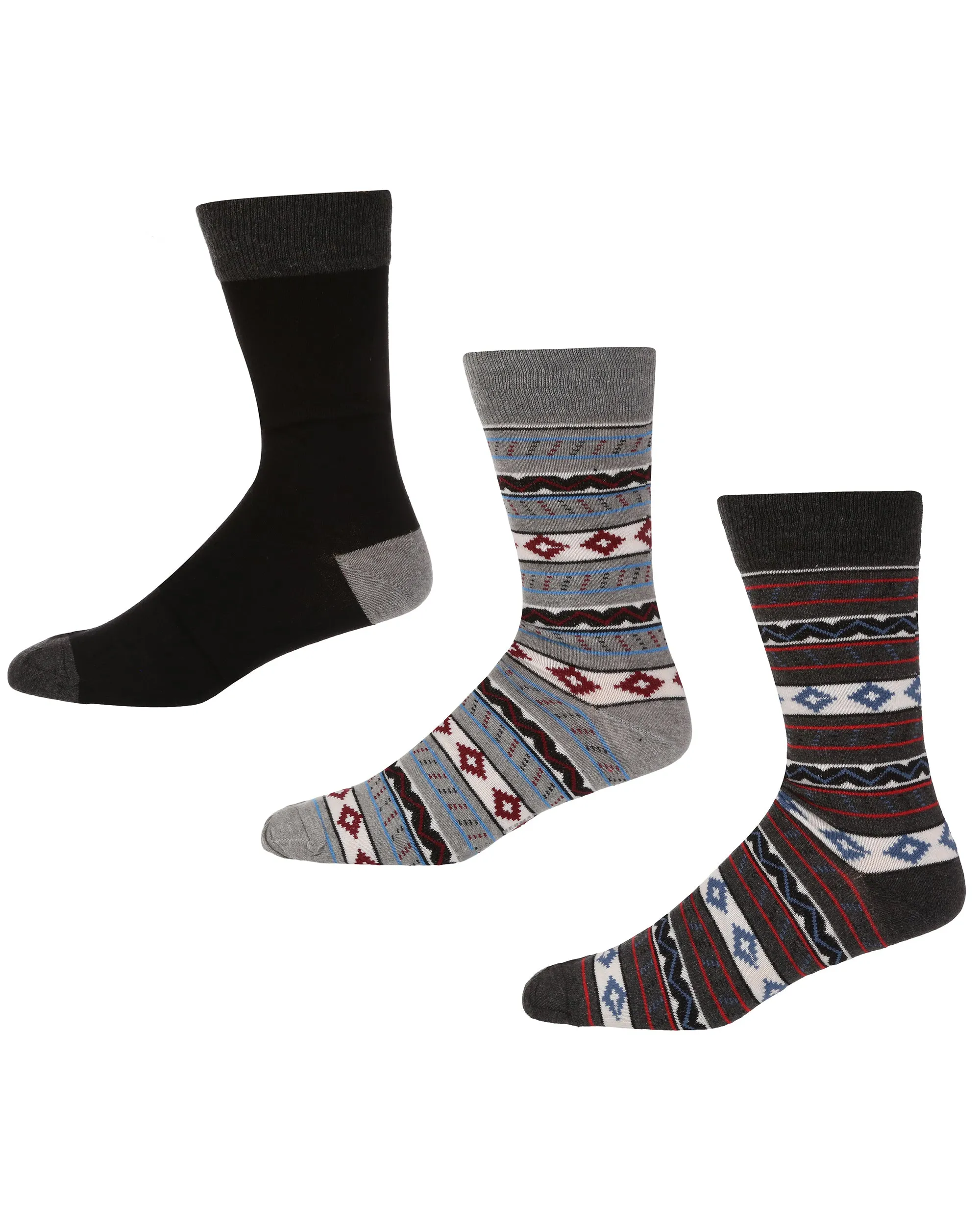 High Chaparral Men's 3-Pack Socks - Black/Grey Fairisle sold by Ben Sherman