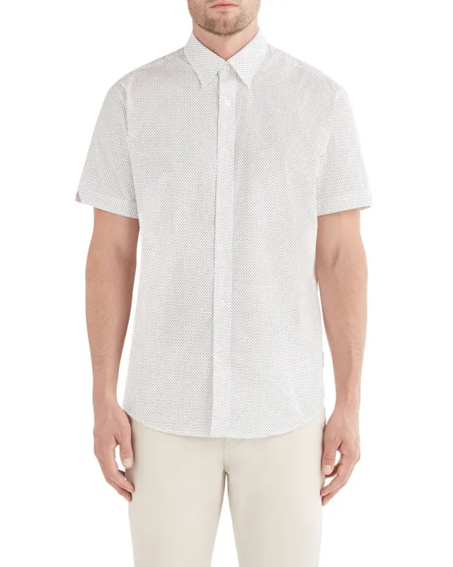 Short-Sleeve Geo Spot Print Shirt - White sold by Ben Sherman