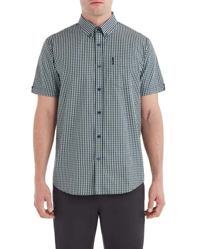 Short-Sleeve Classic Gingham Shirt - Sea sold by Ben Sherman