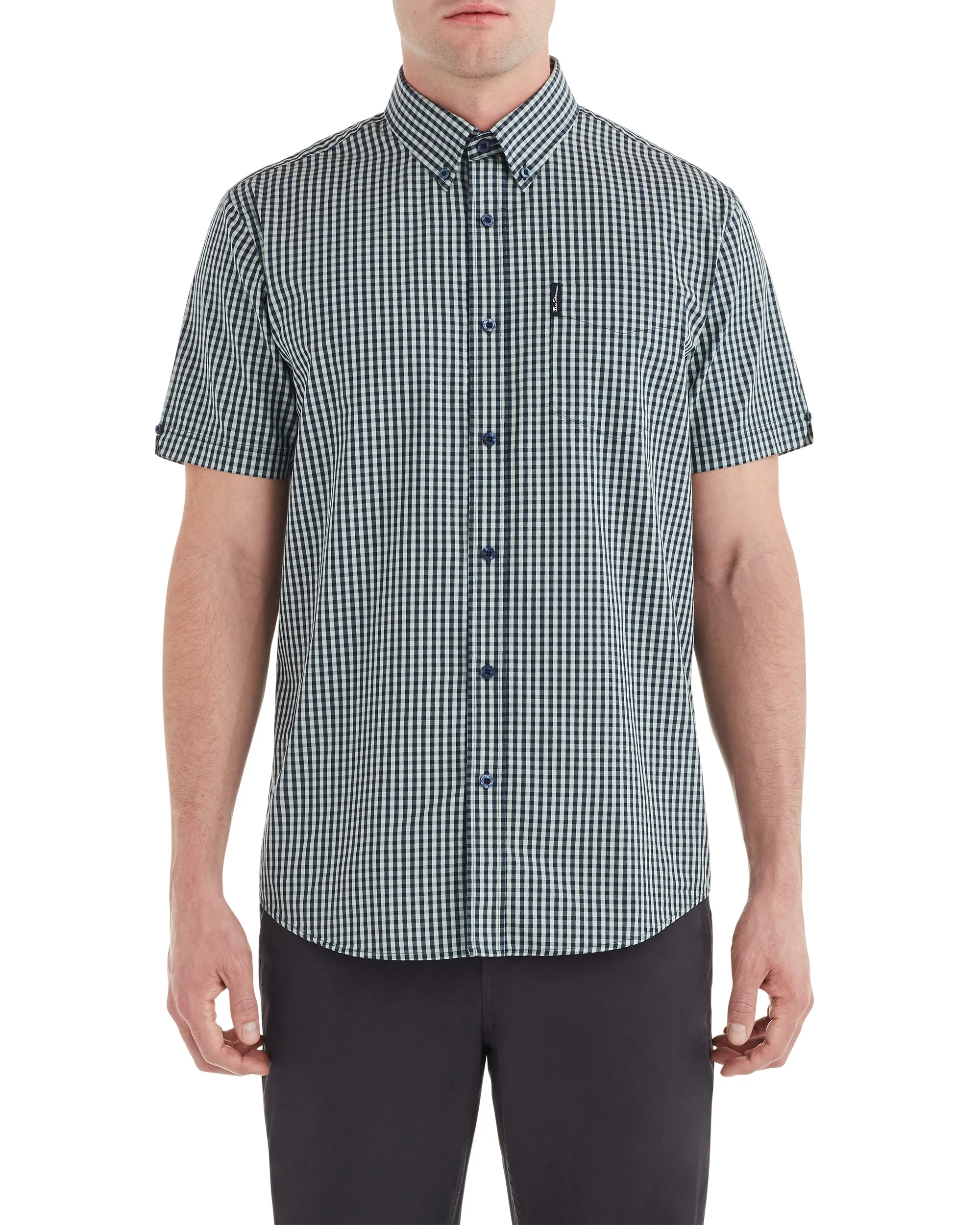 Short-Sleeve Classic Gingham Shirt - Sea sold by Ben Sherman