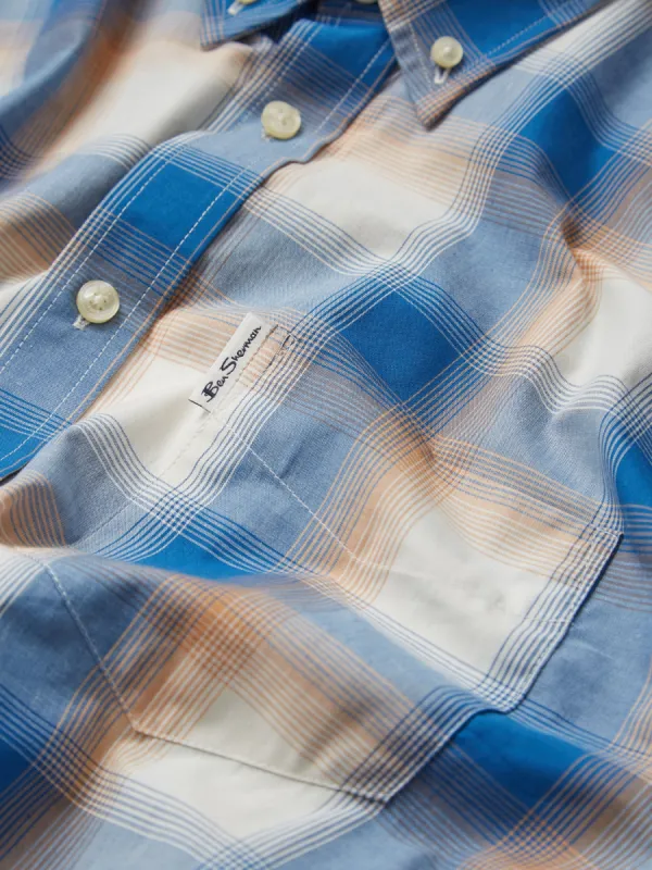 Gradient Check Long-Sleeve Shirt - Ultramarine sold by Ben Sherman