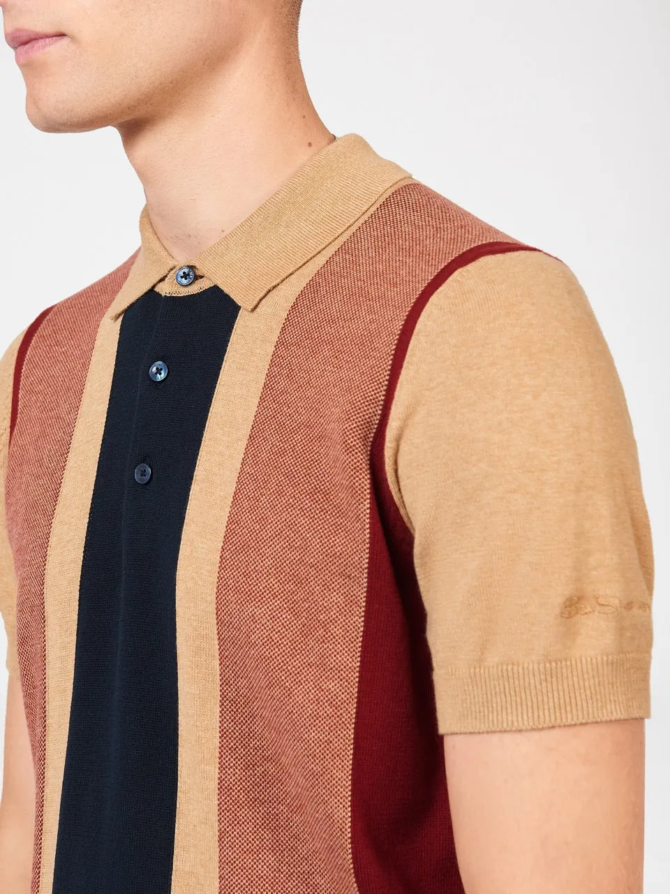 Vertical Stripe Knit Polo - Stone sold by Ben Sherman product image thumbnail 4