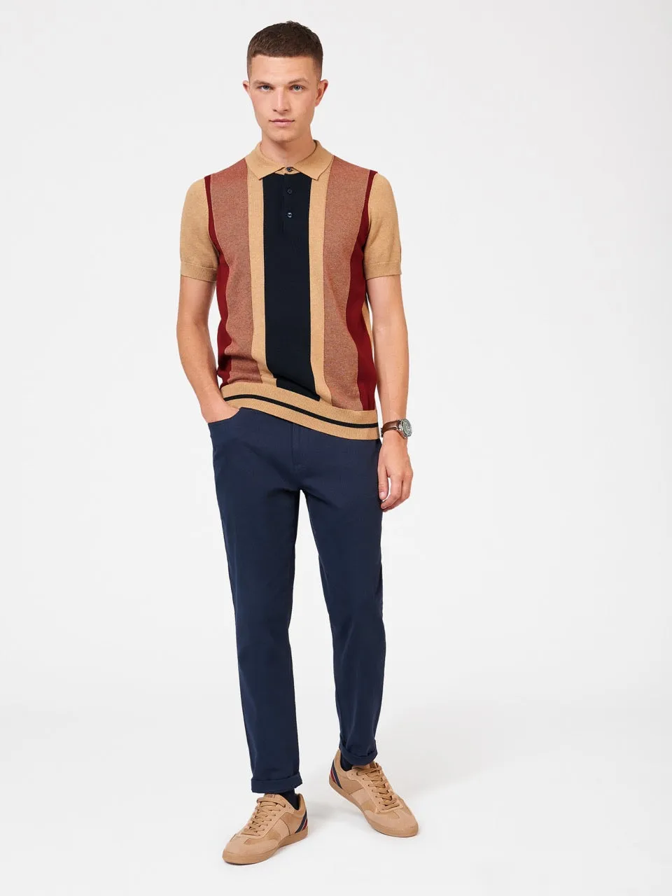Vertical Stripe Knit Polo - Stone sold by Ben Sherman product image thumbnail 5