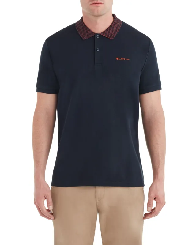 Checkerboard Collar Polo Shirt - Midnight sold by Ben Sherman