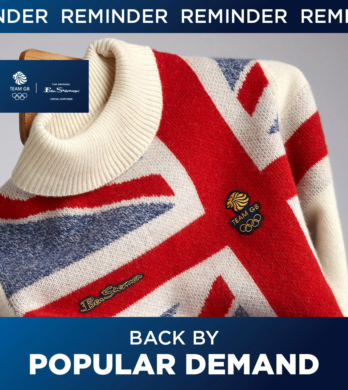 Team GB Men's Roll-Neck Sweater - Cream sold by Ben Sherman product image thumbnail 3
