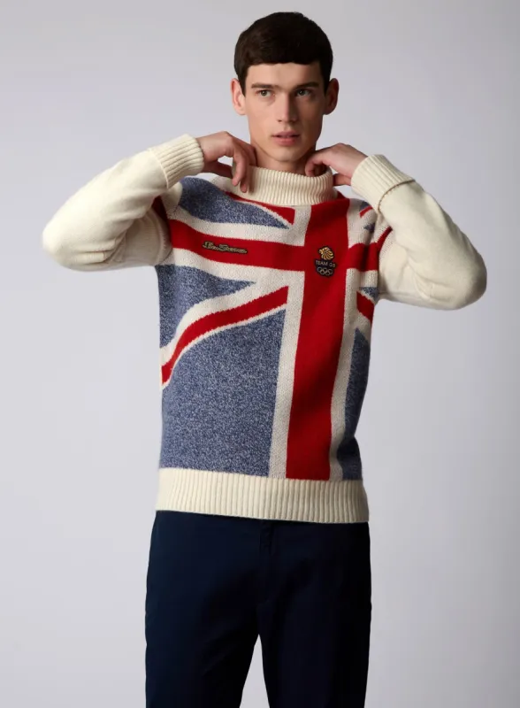 Team GB Men's Roll-Neck Sweater - Cream made by Ben Sherman