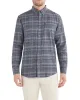 Long-Sleeve Herringbone Mini Check Shirt - Blue Grey sold by Ben Sherman
