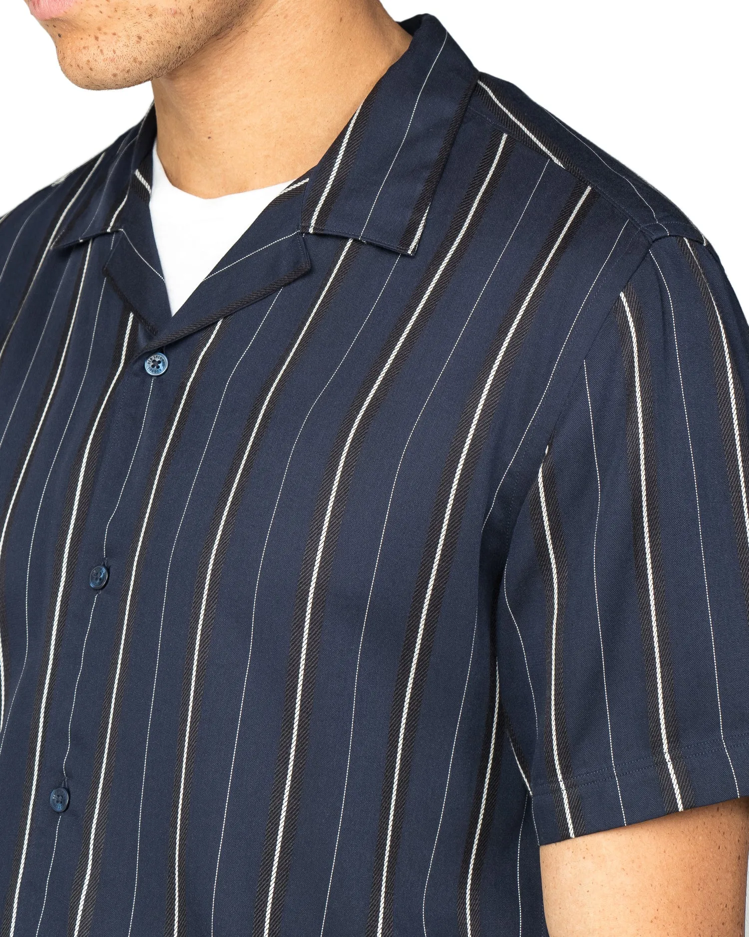 Short-Sleeve Satin Stripe Shirt - Navy Blazer sold by Ben Sherman product image thumbnail 2