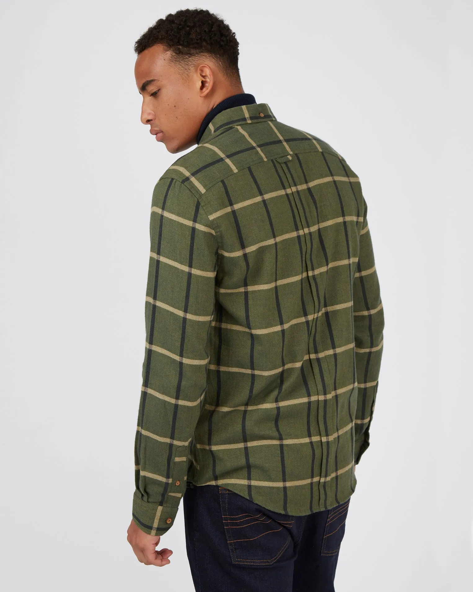 Long-Sleeve Herringbone Oversized Shirt - Hemp sold by Ben Sherman product image thumbnail 3