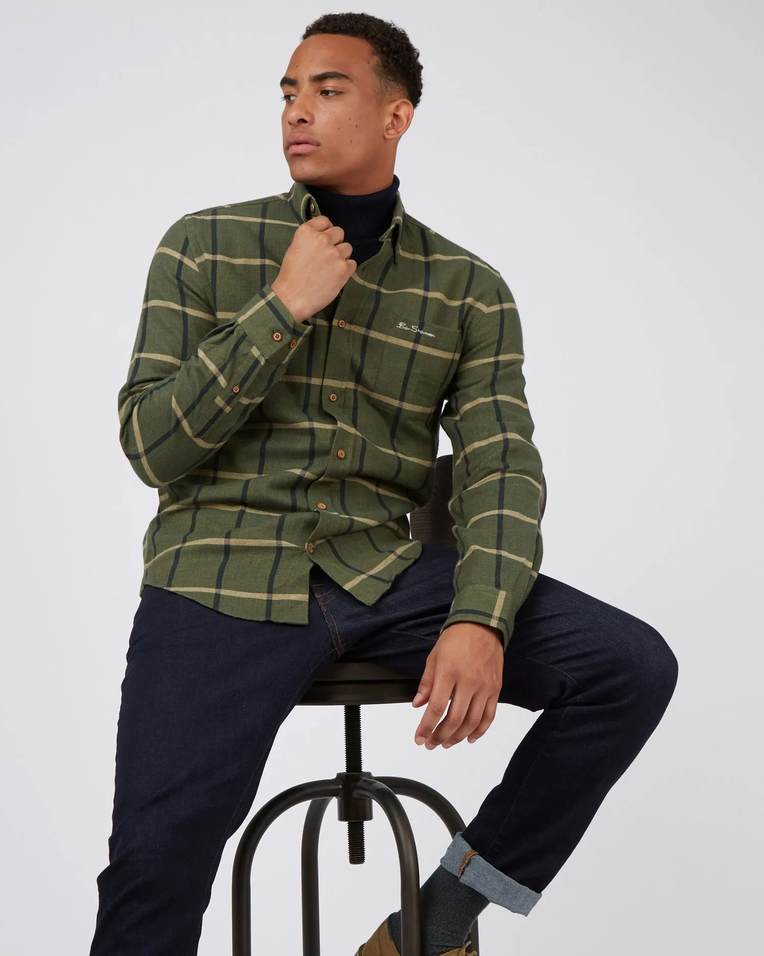 Long-Sleeve Herringbone Oversized Shirt - Hemp sold by Ben Sherman product image thumbnail 4