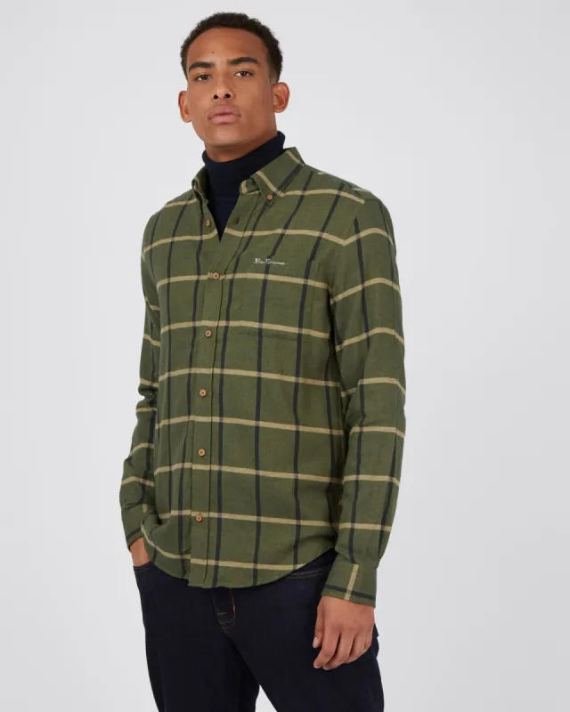 Long-Sleeve Herringbone Oversized Shirt - Hemp sold by Ben Sherman