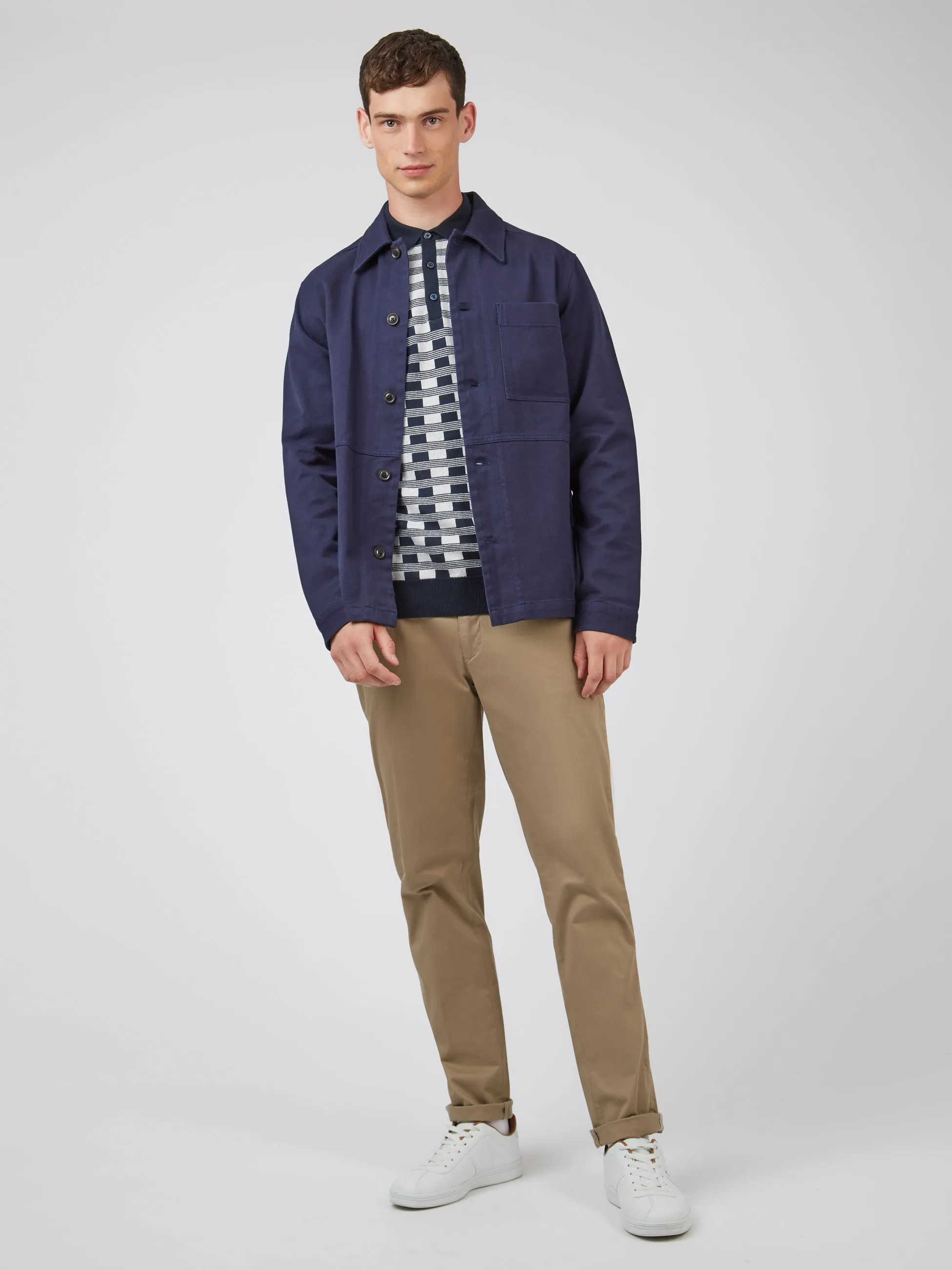 Jacquard Check Knit Polo - Navy sold by Ben Sherman product image thumbnail 5