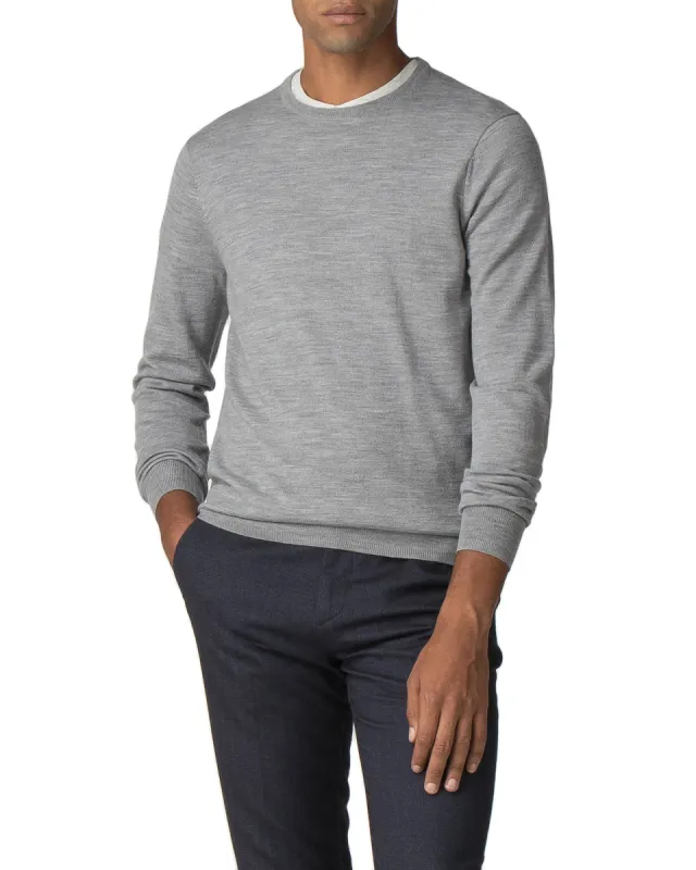 Merino Crewneck Sweater - Mid Grey Marl sold by Ben Sherman