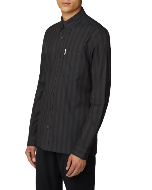 Long-Sleeve Archive Candy Stripe Oxford Shirt - Anthracite sold by Ben Sherman