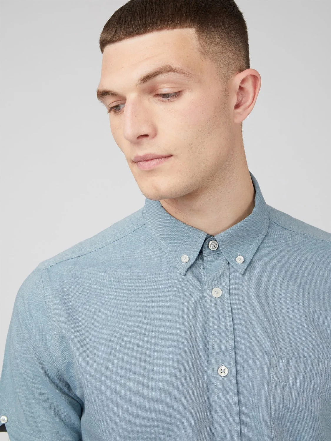 Signature Organic Short-Sleeve Oxford Shirt - Blue Shadow sold by Ben Sherman product image thumbnail 3