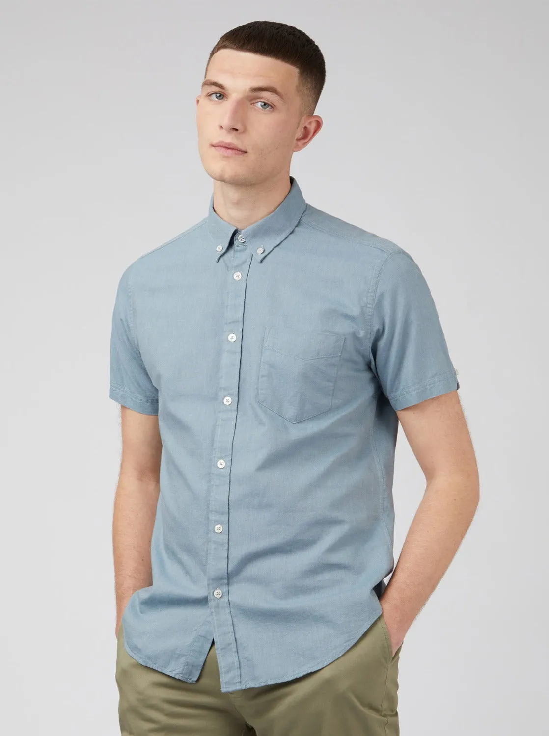 Signature Organic Short-Sleeve Oxford Shirt - Blue Shadow sold by Ben Sherman product image thumbnail 2