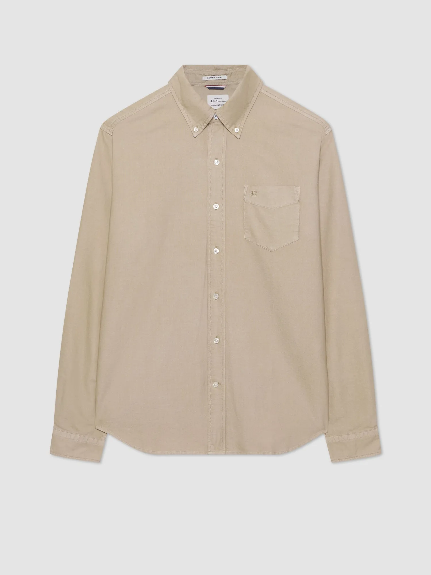 Beatnik Oxford Garment Dye Shirt - Stone sold by Ben Sherman