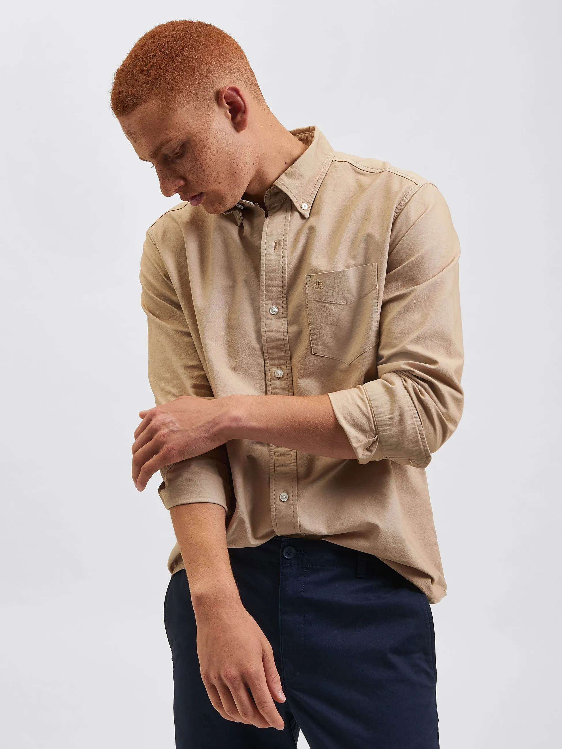 Beatnik Oxford Garment Dye Shirt - Stone sold by Ben Sherman product image thumbnail 4