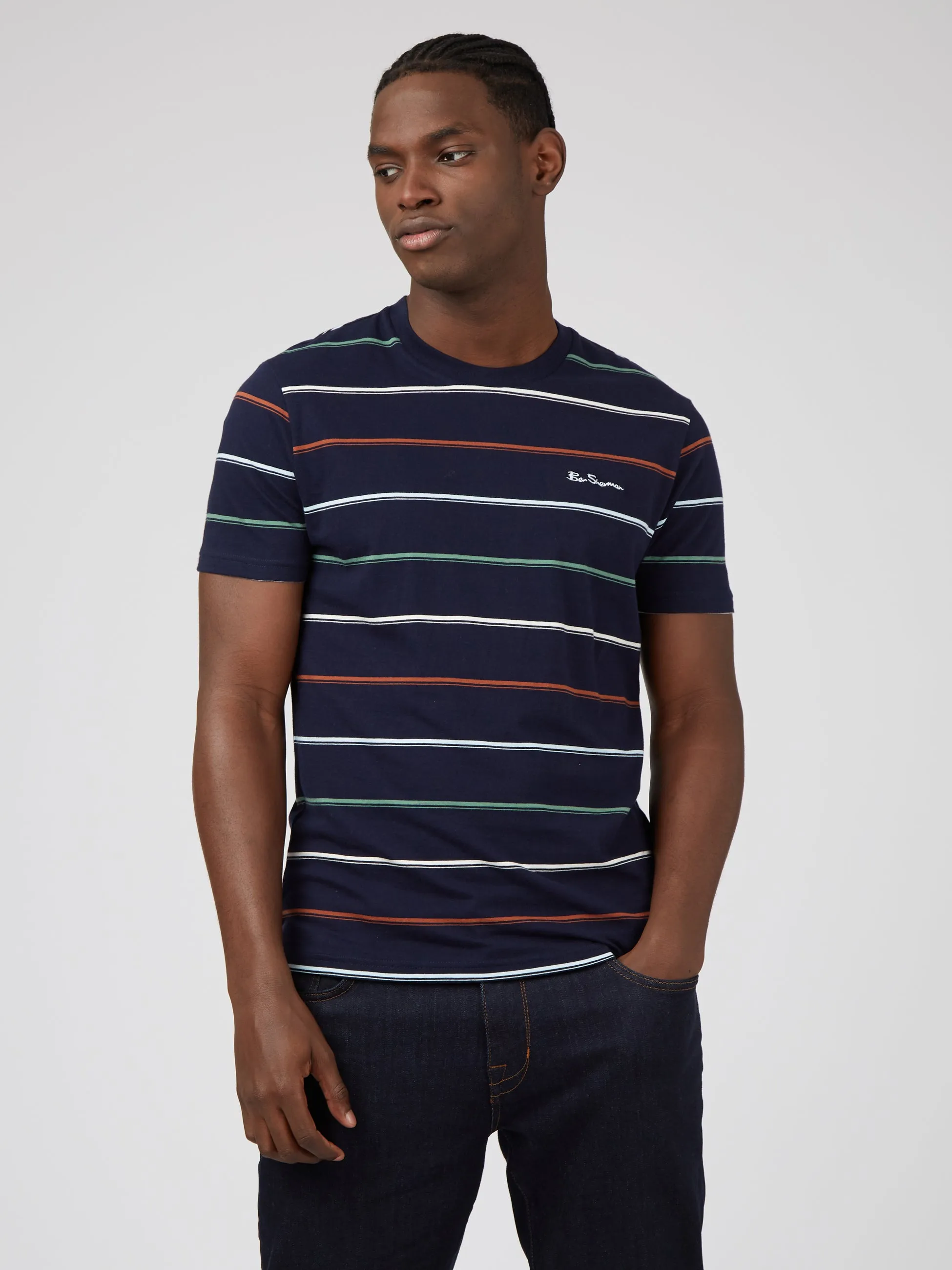 Fine Stripe Tee - Marine sold by Ben Sherman