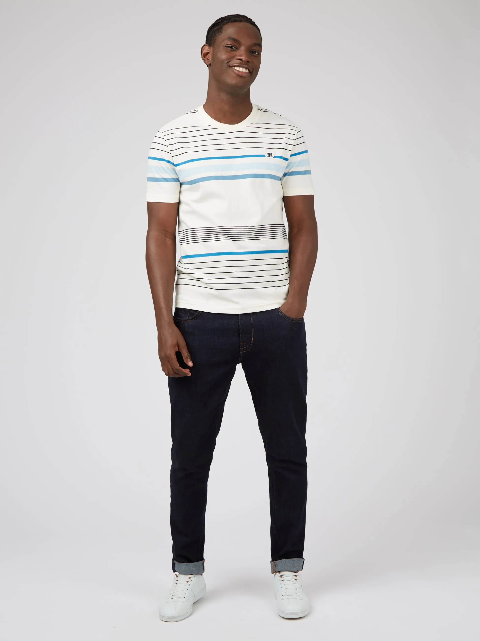 B by Ben Sherman Engineered Stripe Tee - Snow White sold by Ben Sherman product image thumbnail 4