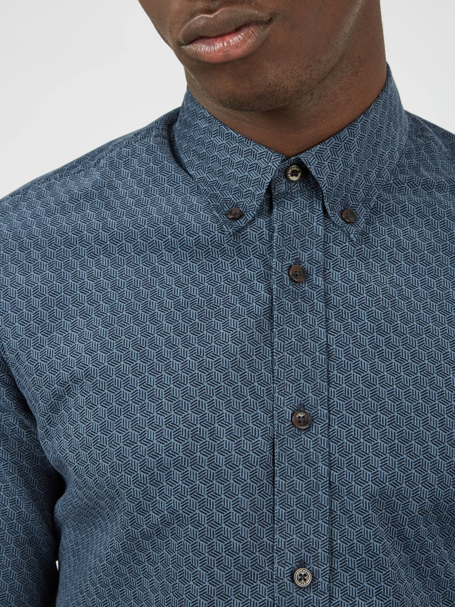 Long-Sleeve Geo-Print Corduroy Shirt - Petrol sold by Ben Sherman product image thumbnail 4