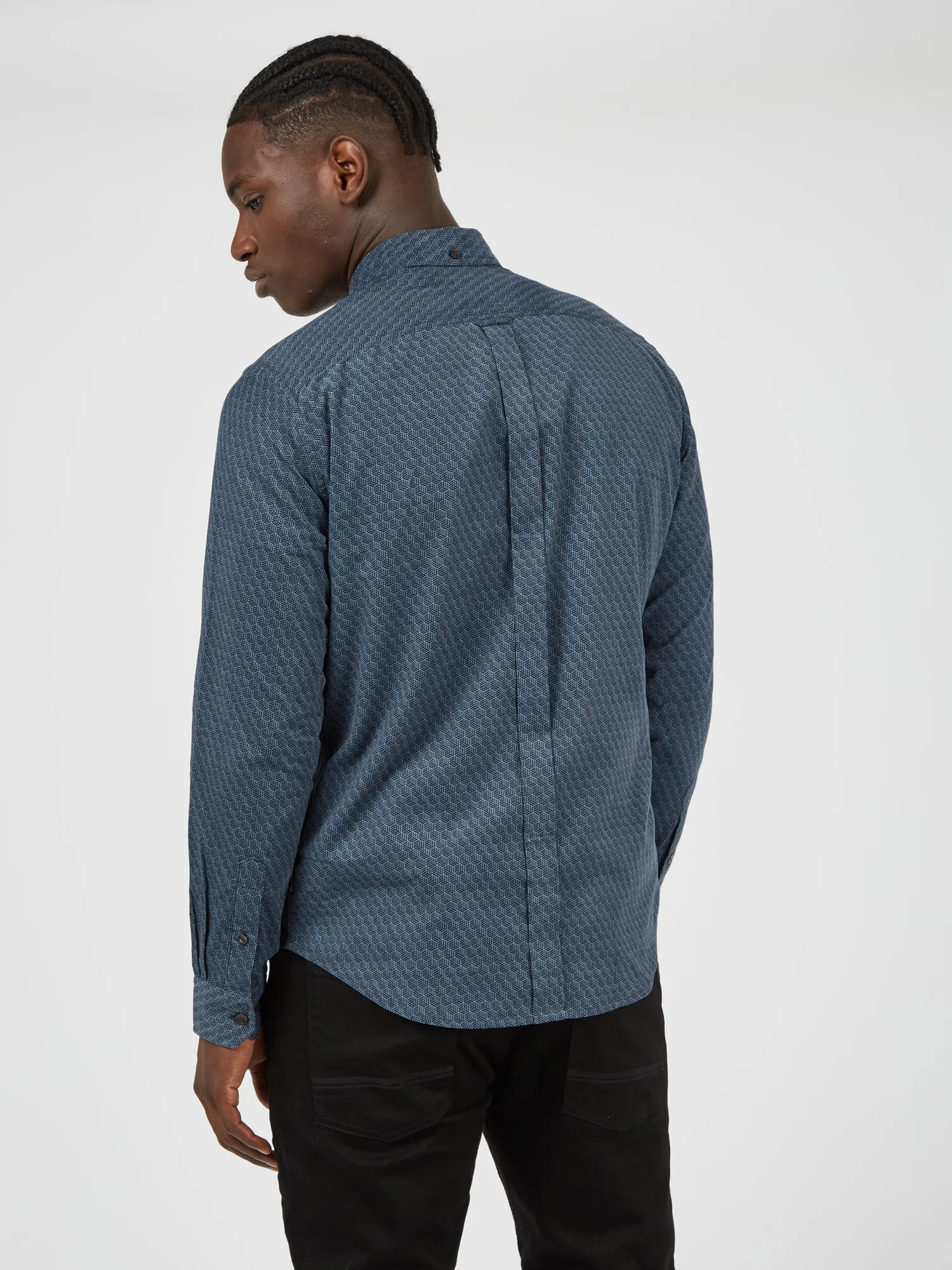 Long-Sleeve Geo-Print Corduroy Shirt - Petrol sold by Ben Sherman product image thumbnail 2