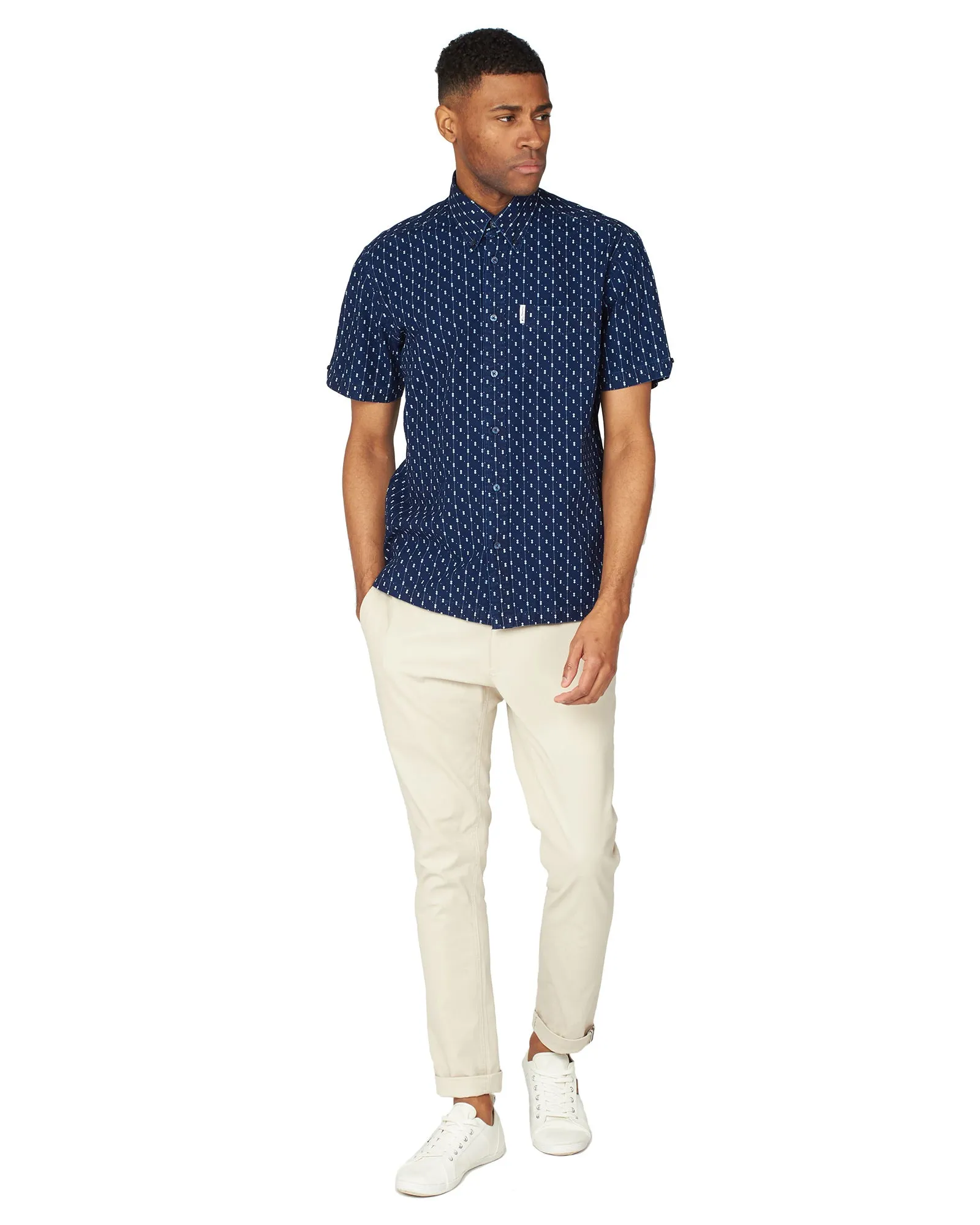 Short-Sleeve Archive Indigo Geo Print Shirt - Marine sold by Ben Sherman product image thumbnail 4