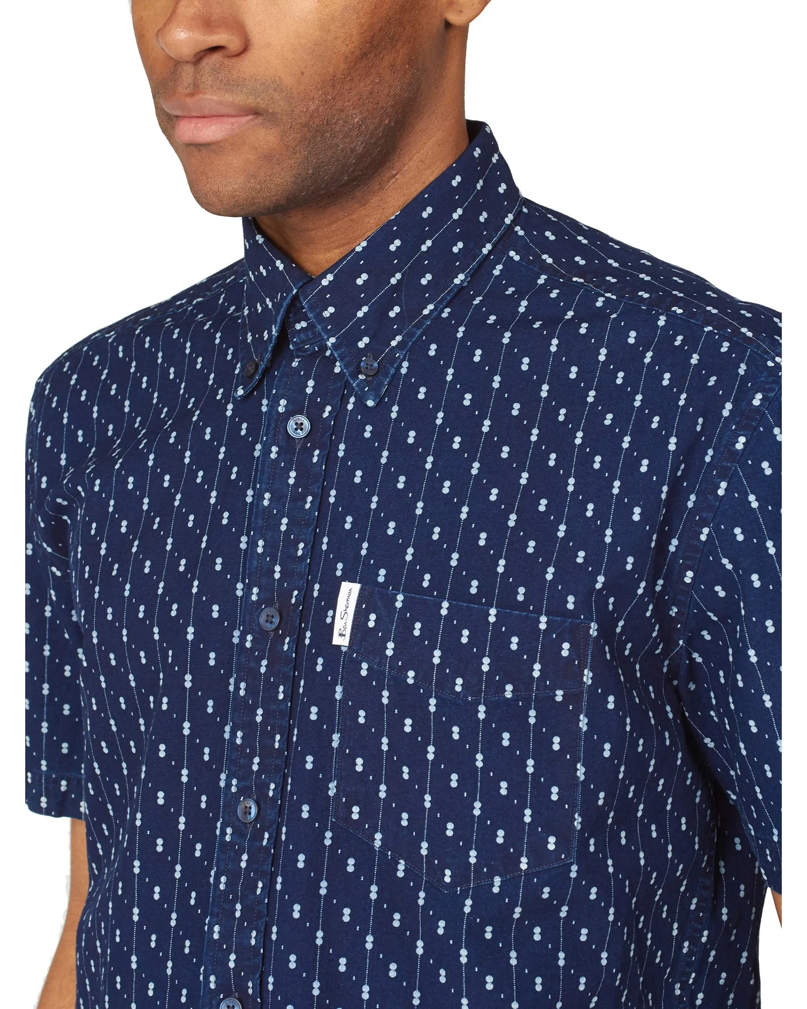 Short-Sleeve Archive Indigo Geo Print Shirt - Marine sold by Ben Sherman product image thumbnail 3