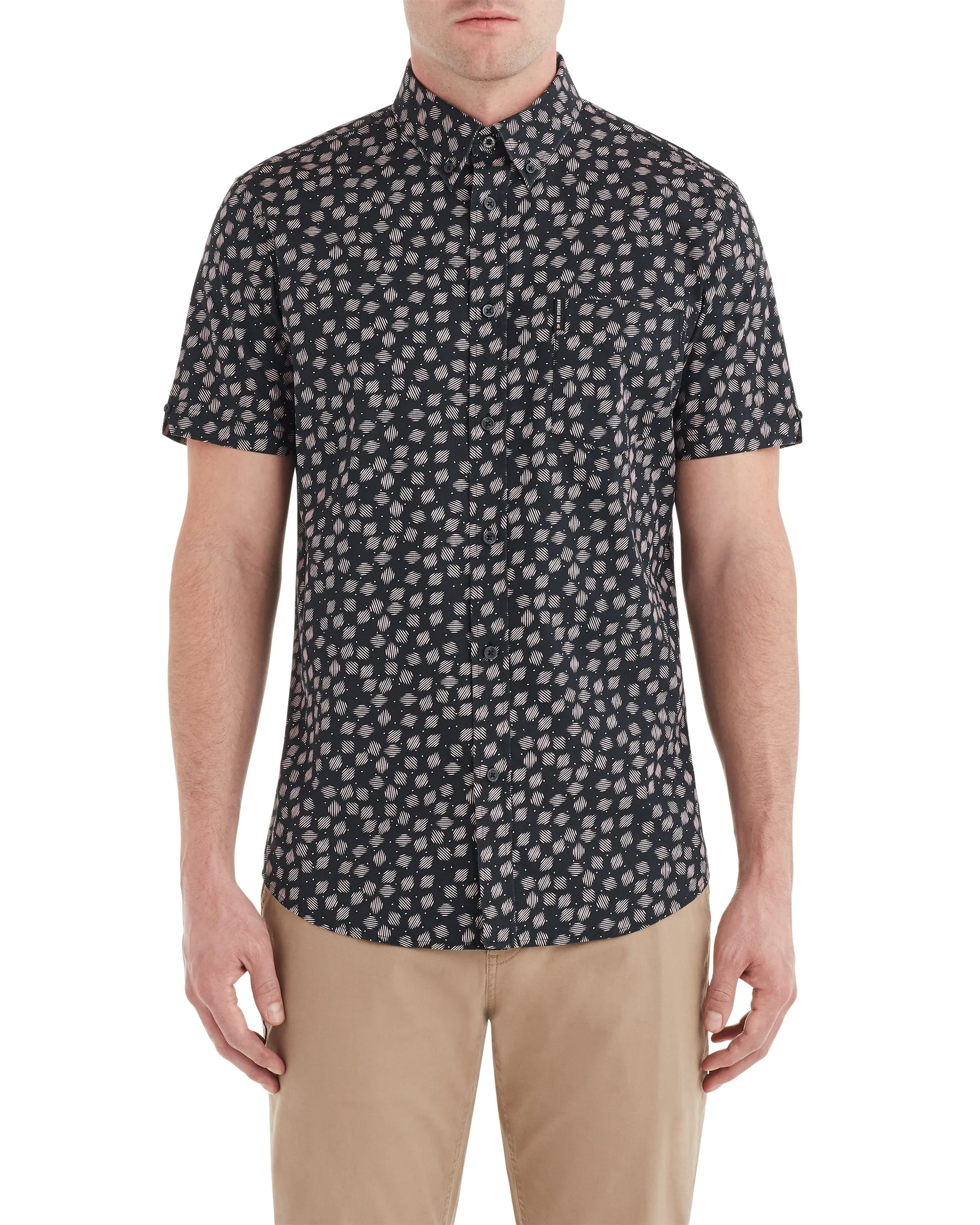 Short-Sleeve Scattered Scratch Printed Shirt - Black sold by Ben Sherman