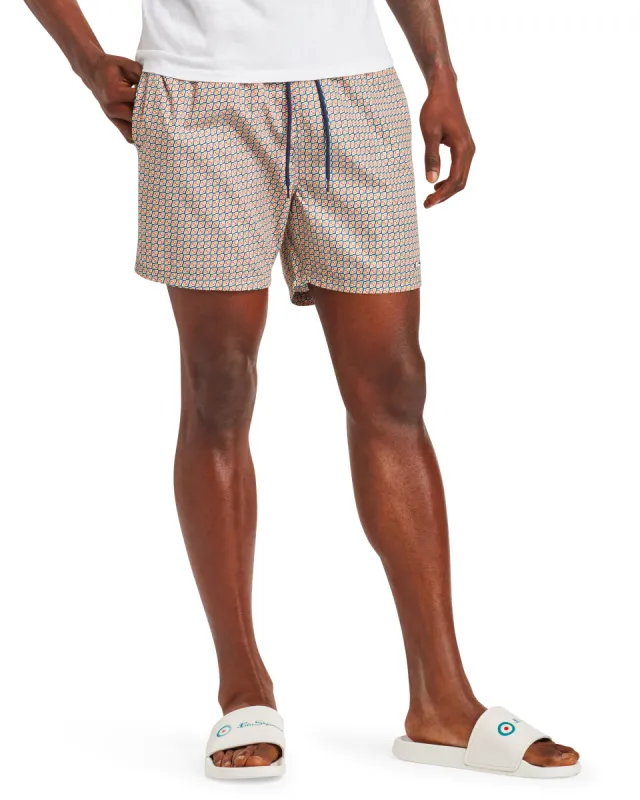 Men's Pink Sands Geo Print Swim Short - Navy/Chai Tea/Red sold by Ben Sherman