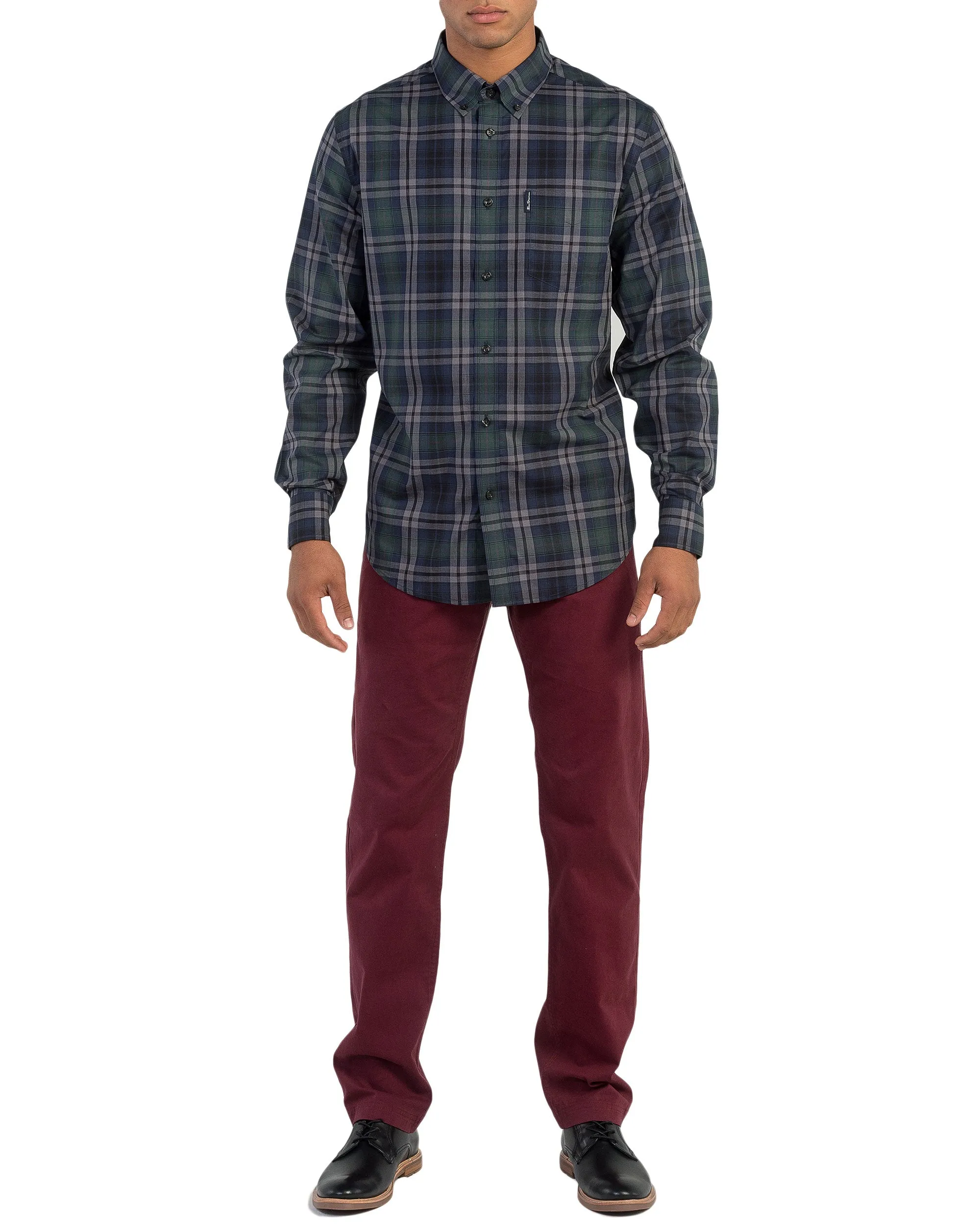 Long-Sleeve Placed End On End Shirt - Dark Green sold by Ben Sherman product image thumbnail 4