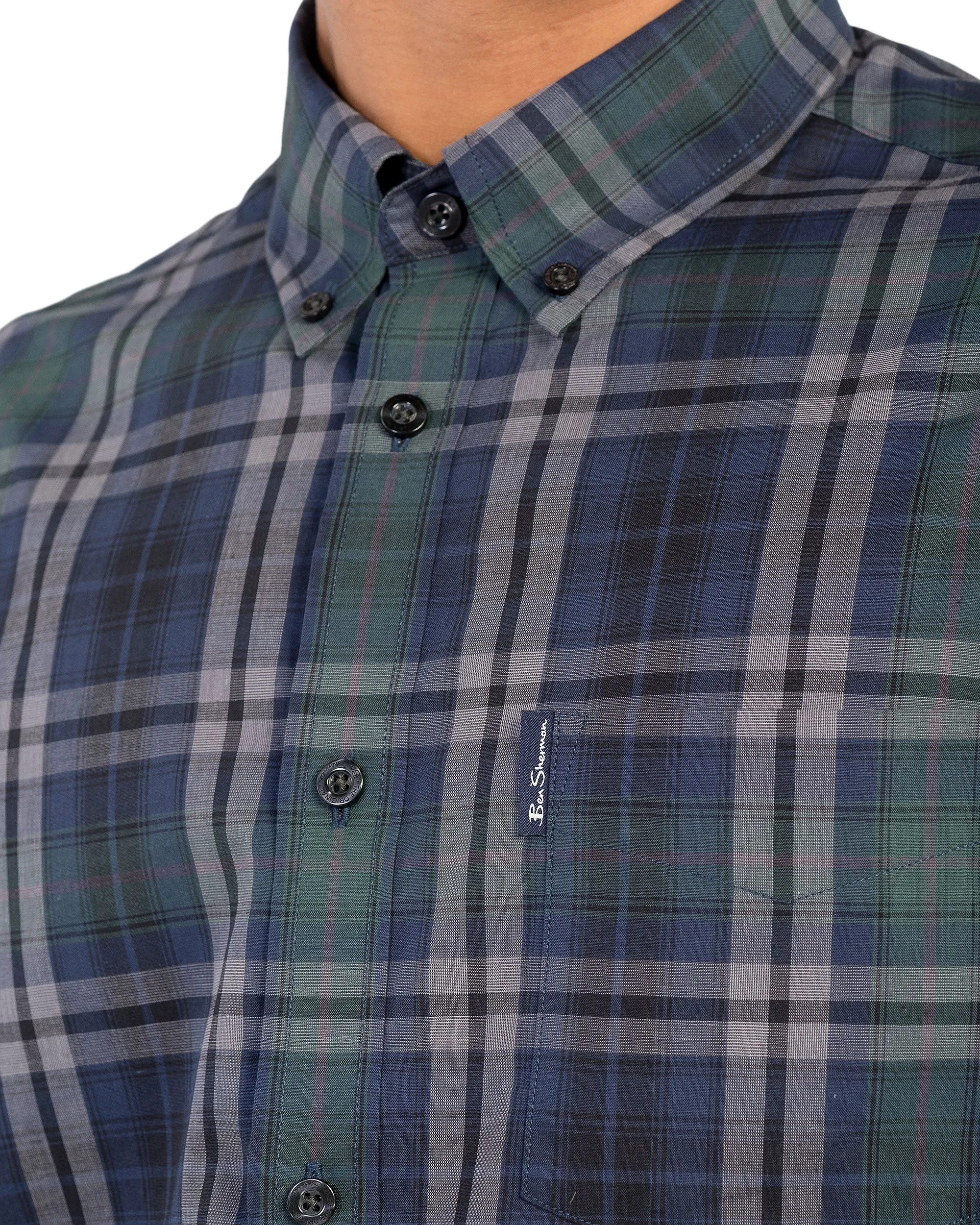 Long-Sleeve Placed End On End Shirt - Dark Green sold by Ben Sherman product image thumbnail 2