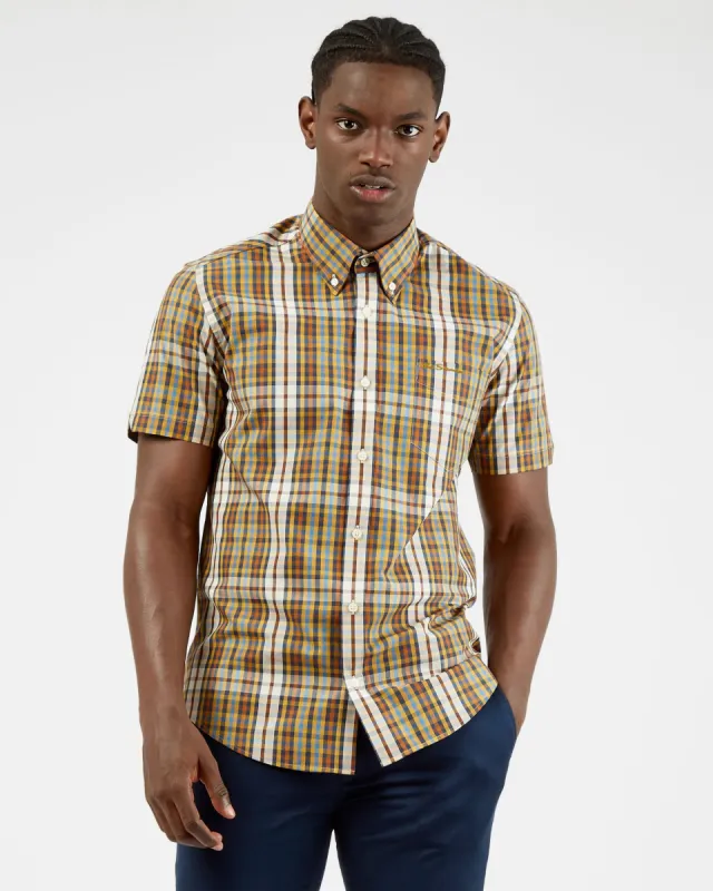 Short-Sleeve Linear Check Shirt - Dijon sold by Ben Sherman