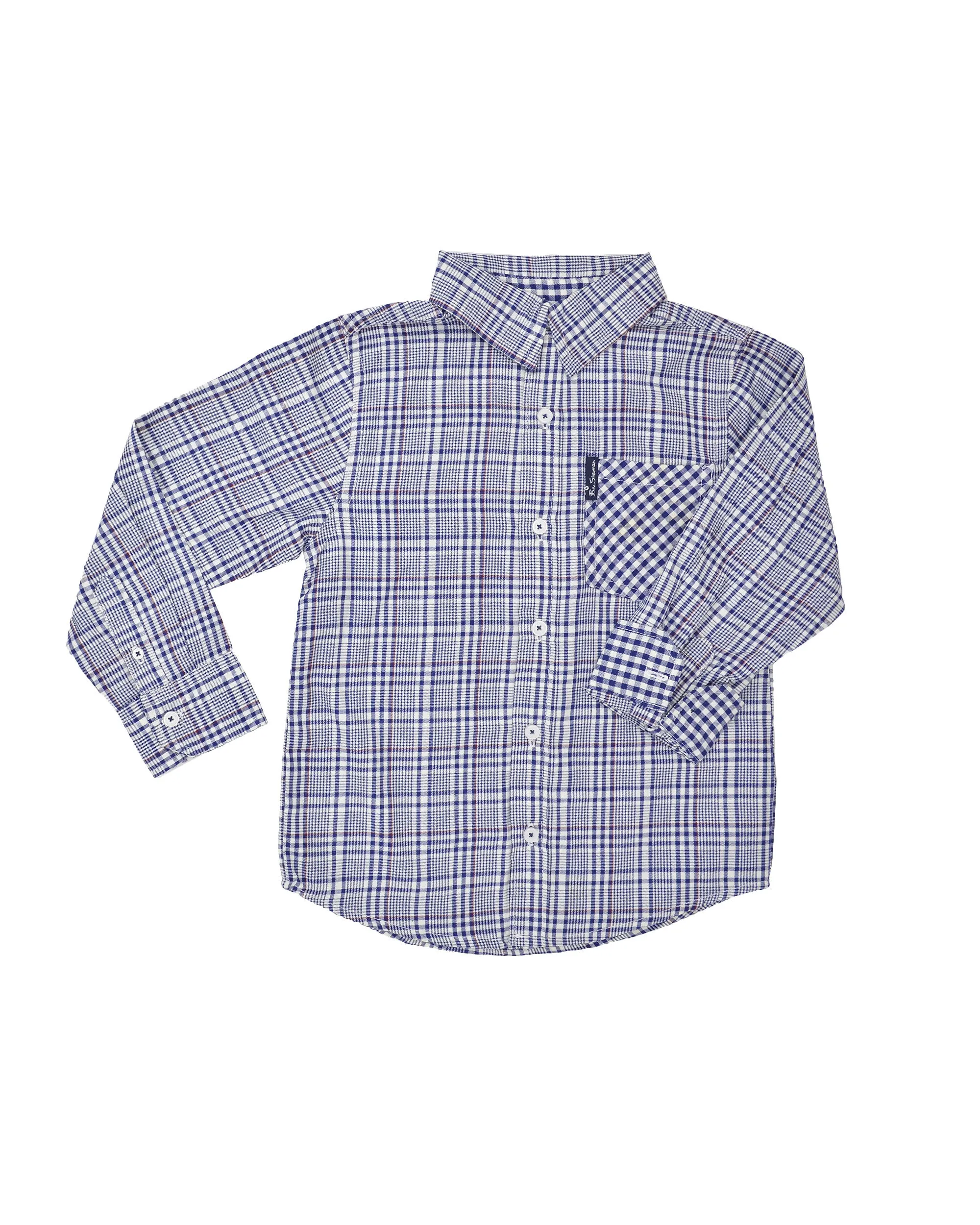 Boys' Blue Plaid & Gingham Yarn Dyed Shirt (Sizes 4-7) sold by Ben Sherman
