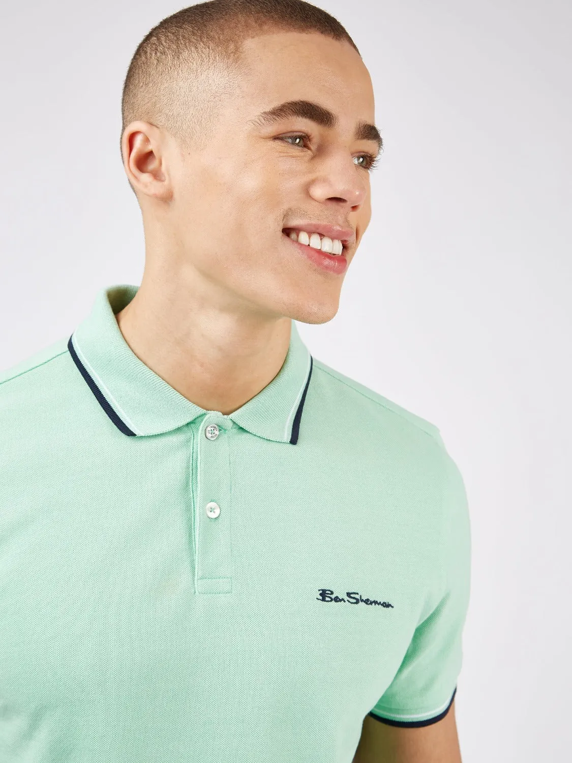 Signature Organic Cotton Polo - Sage sold by Ben Sherman