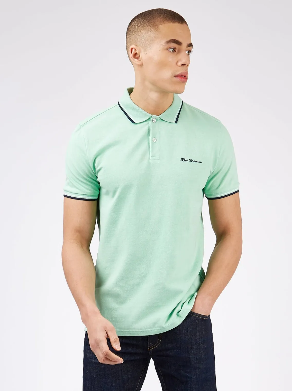 Signature Organic Cotton Polo - Sage sold by Ben Sherman product image thumbnail 5