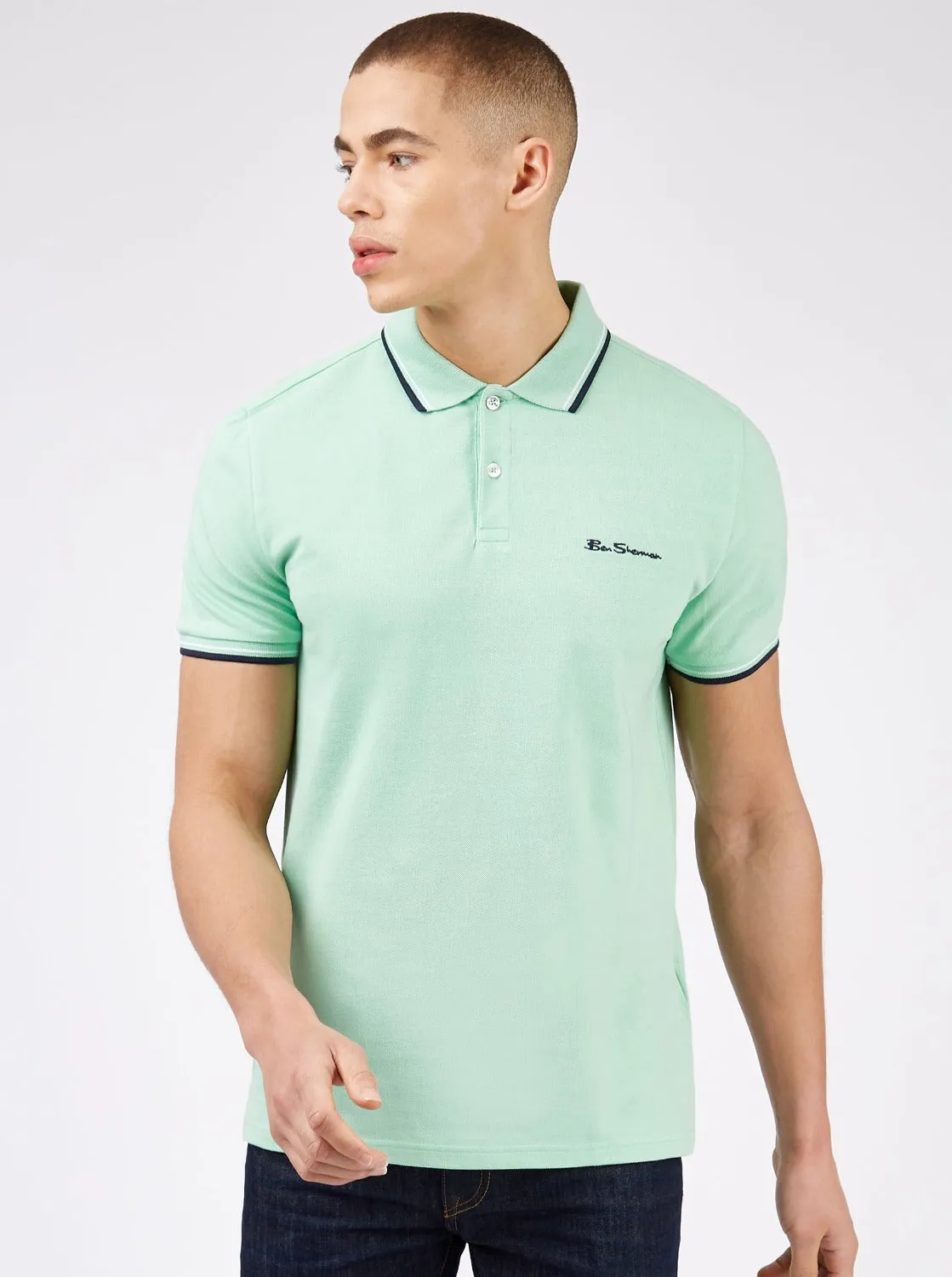 Signature Organic Cotton Polo - Sage sold by Ben Sherman product image thumbnail 2