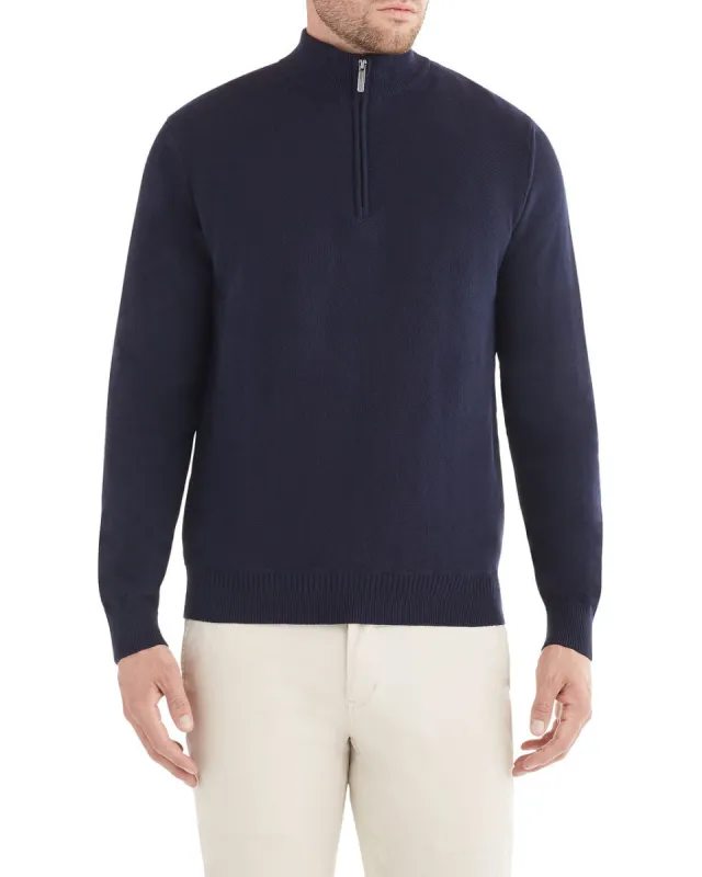 Quarter-Zip Pullover Sweater - Navy sold by Ben Sherman