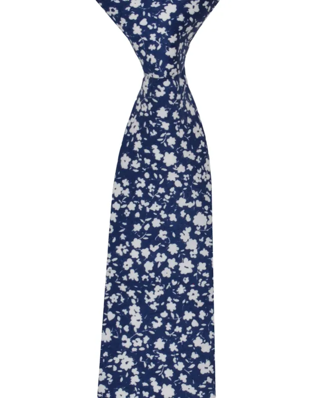 Kenneth Floral Printed Silk Neck Tie - Navy made by Ben Sherman