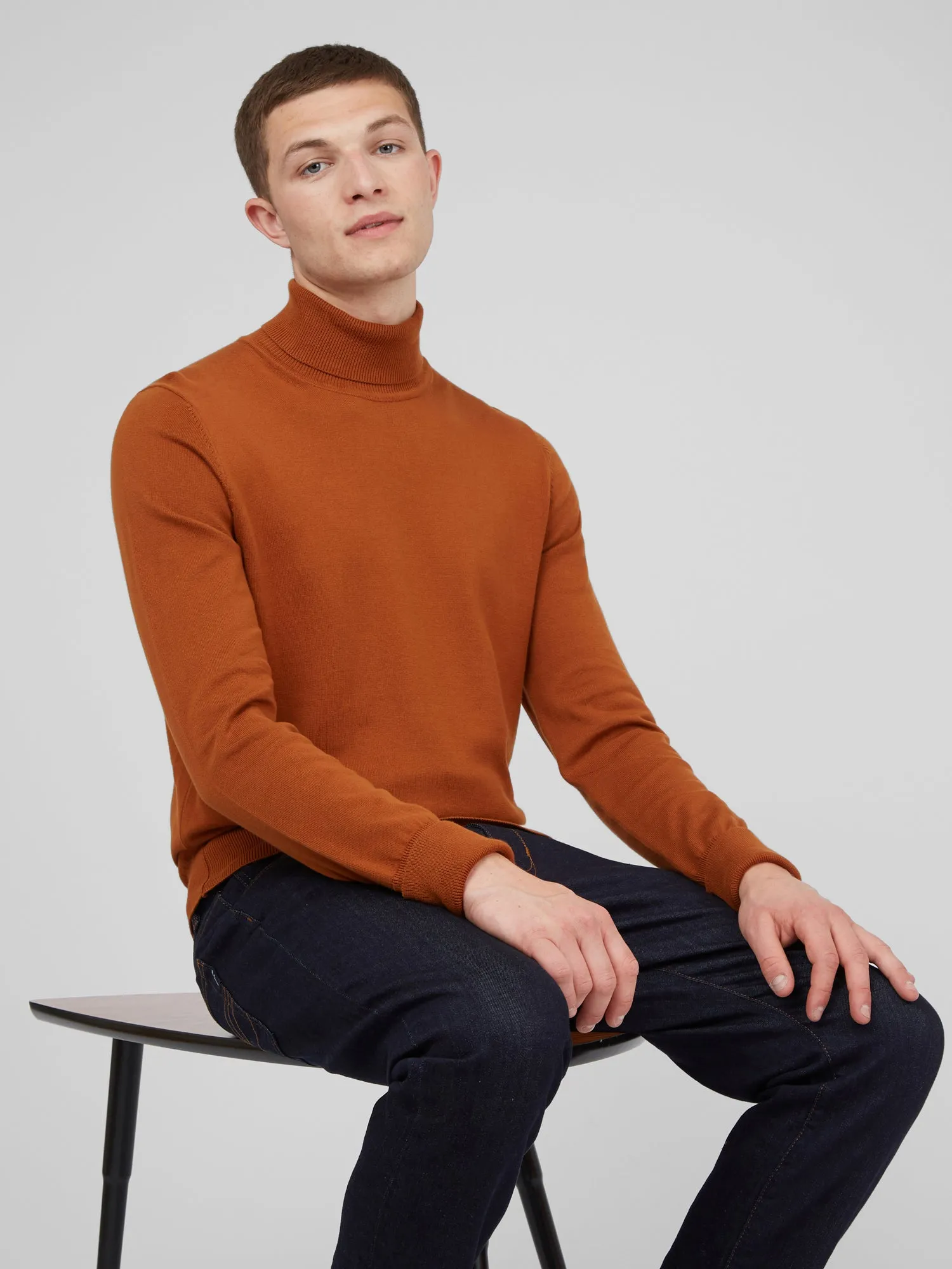 Signature Organic Knit Roll-Neck Sweater - Caramel sold by Ben Sherman product image thumbnail 4