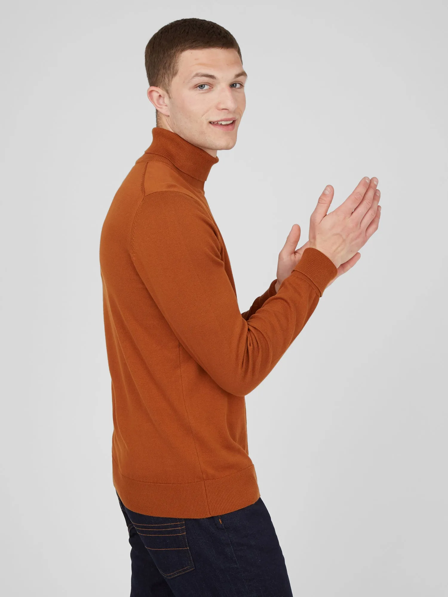 Signature Organic Knit Roll-Neck Sweater - Caramel sold by Ben Sherman product image thumbnail 2