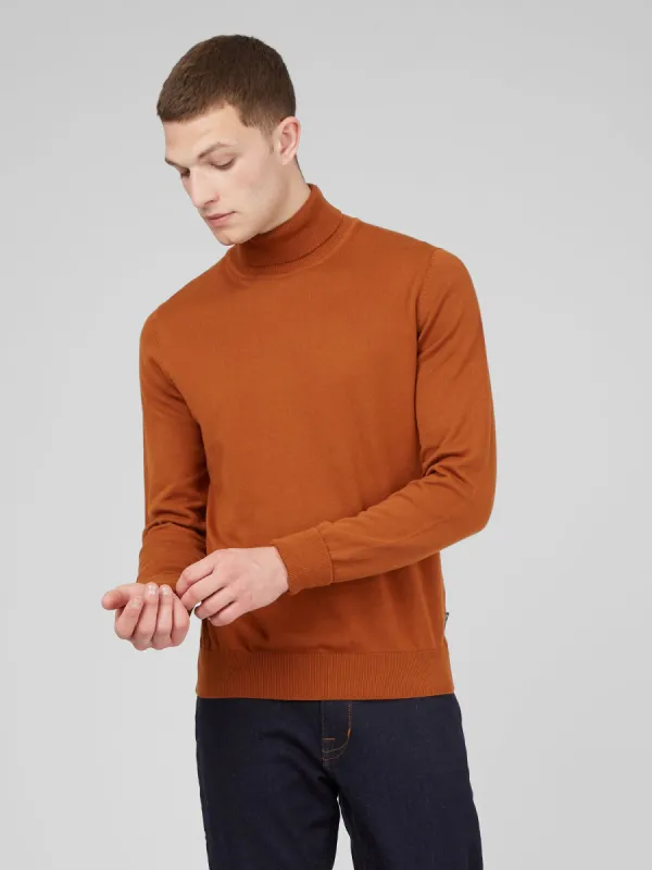 Signature Organic Knit Roll-Neck Sweater - Caramel made by Ben Sherman