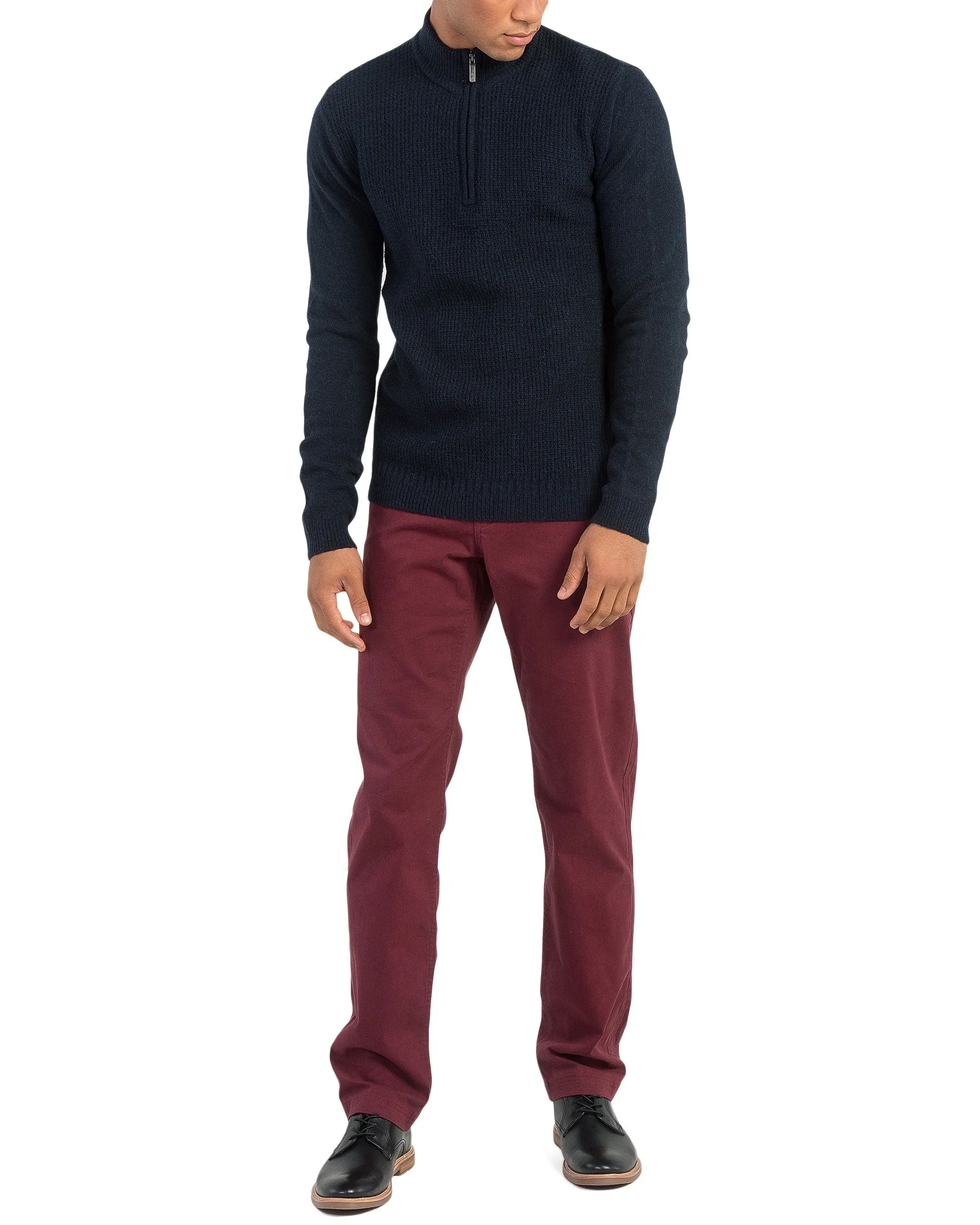 Quarter-Zip Funnel Neck Sweater - Navy sold by Ben Sherman product image thumbnail 4