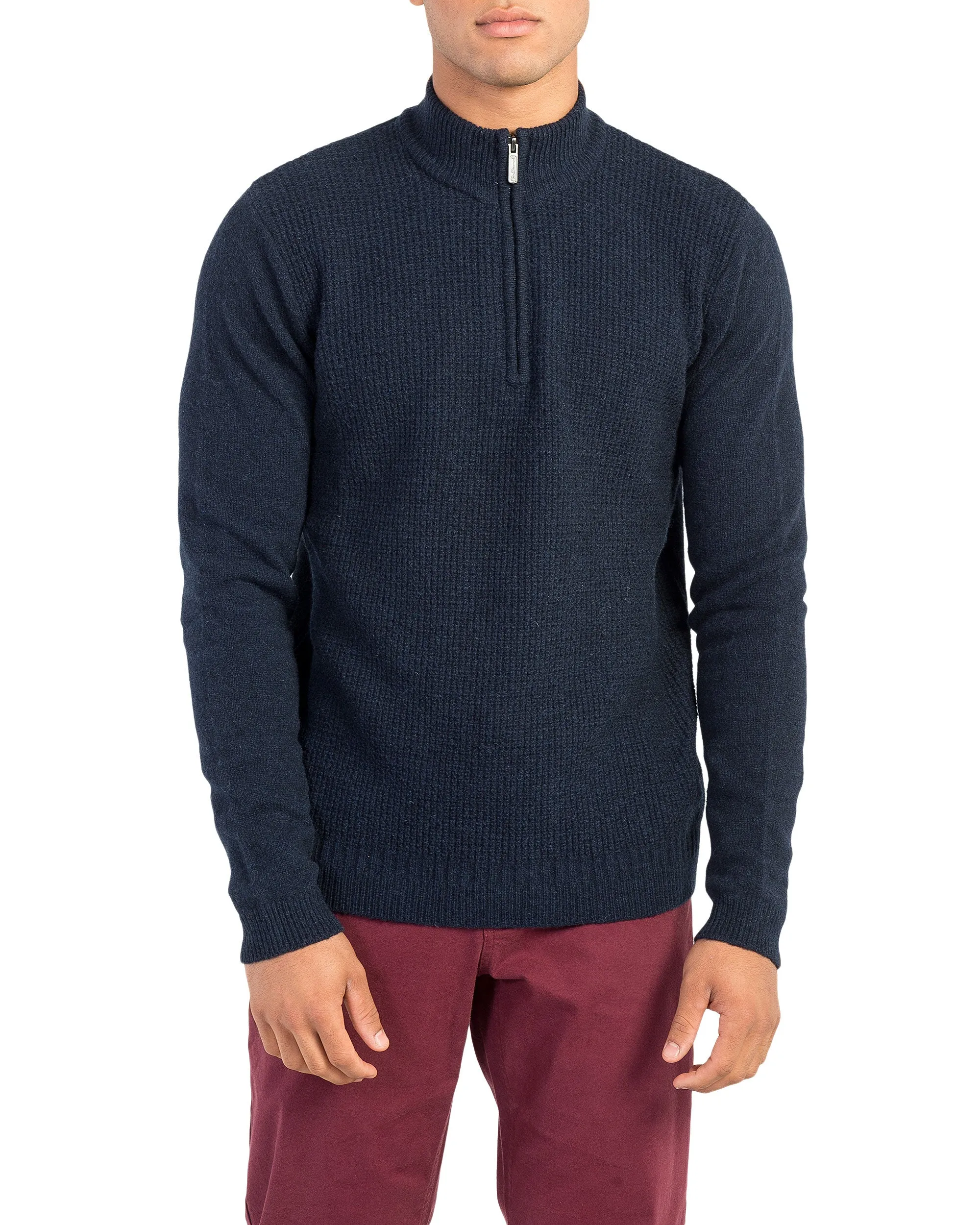 Quarter-Zip Funnel Neck Sweater - Navy sold by Ben Sherman