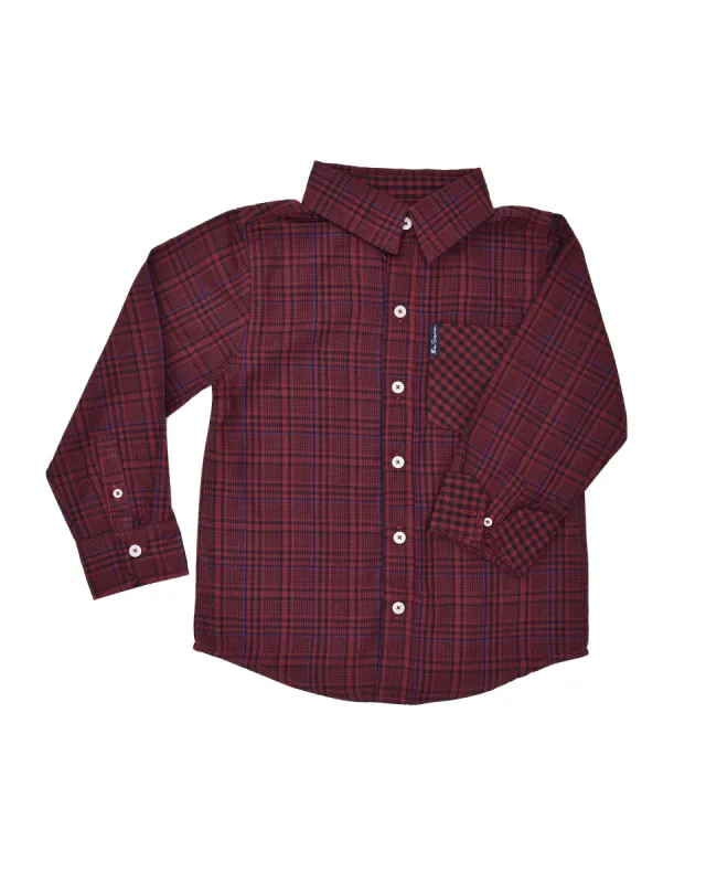 Boys' Red & Black Plaid with Blue Yarn Dyed Shirt (Sizes 4-7) sold by Ben Sherman
