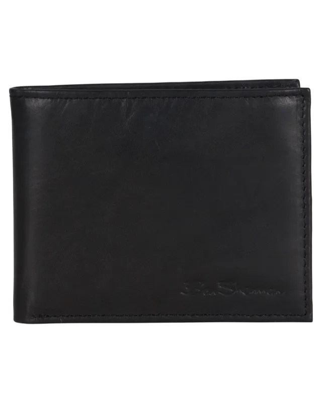 Manchester Marble Crunch Leather Passcase Wallet with Flip-up ID Window - Black made by Heritage