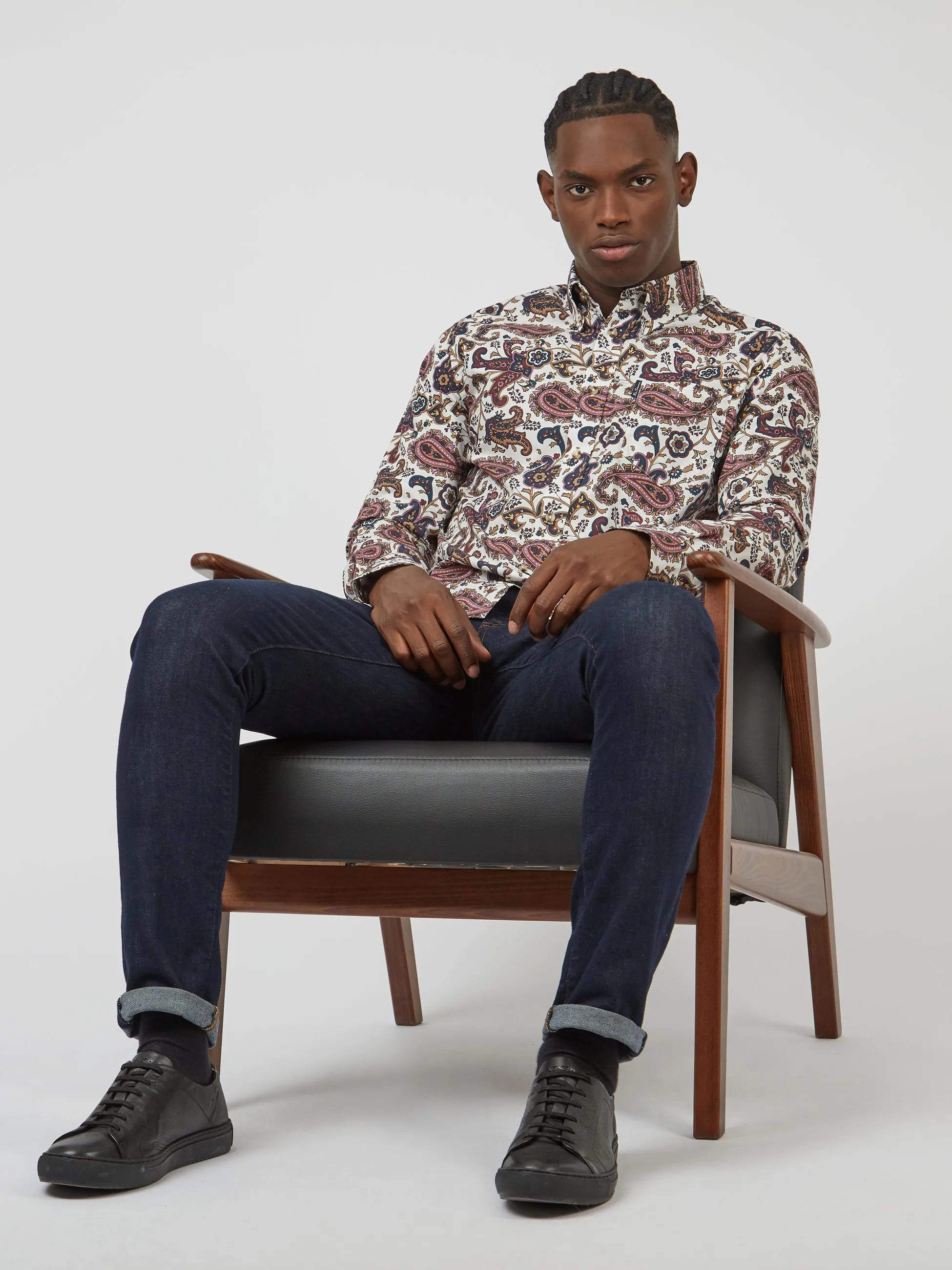 Eastern Paisley Print Long-Sleeve Shirt - Grape sold by Ben Sherman product image thumbnail 4